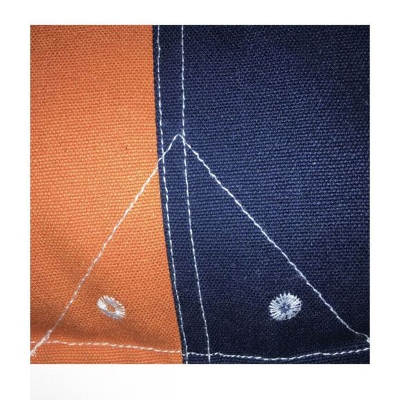 RALPH LAUREN CASEY COLOR BLOCK DECO THROW PILLOW 20” x 20" NAVY ORANGE NWT - Picture 2 of 8